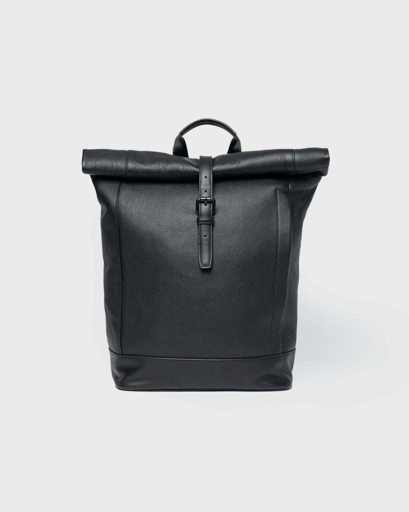 Leather rolltop backpack is in color black (1 of 15)