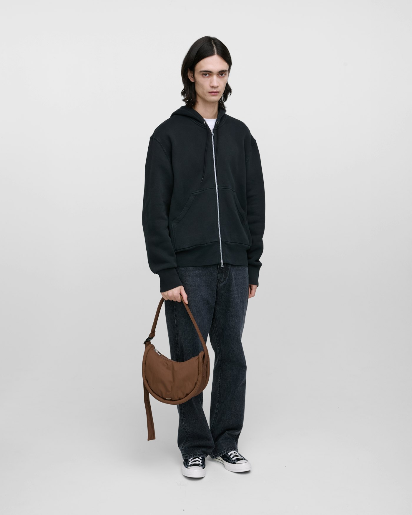 CURVE Half Moon Bag Mini is in color dark taupe (15 of 15)